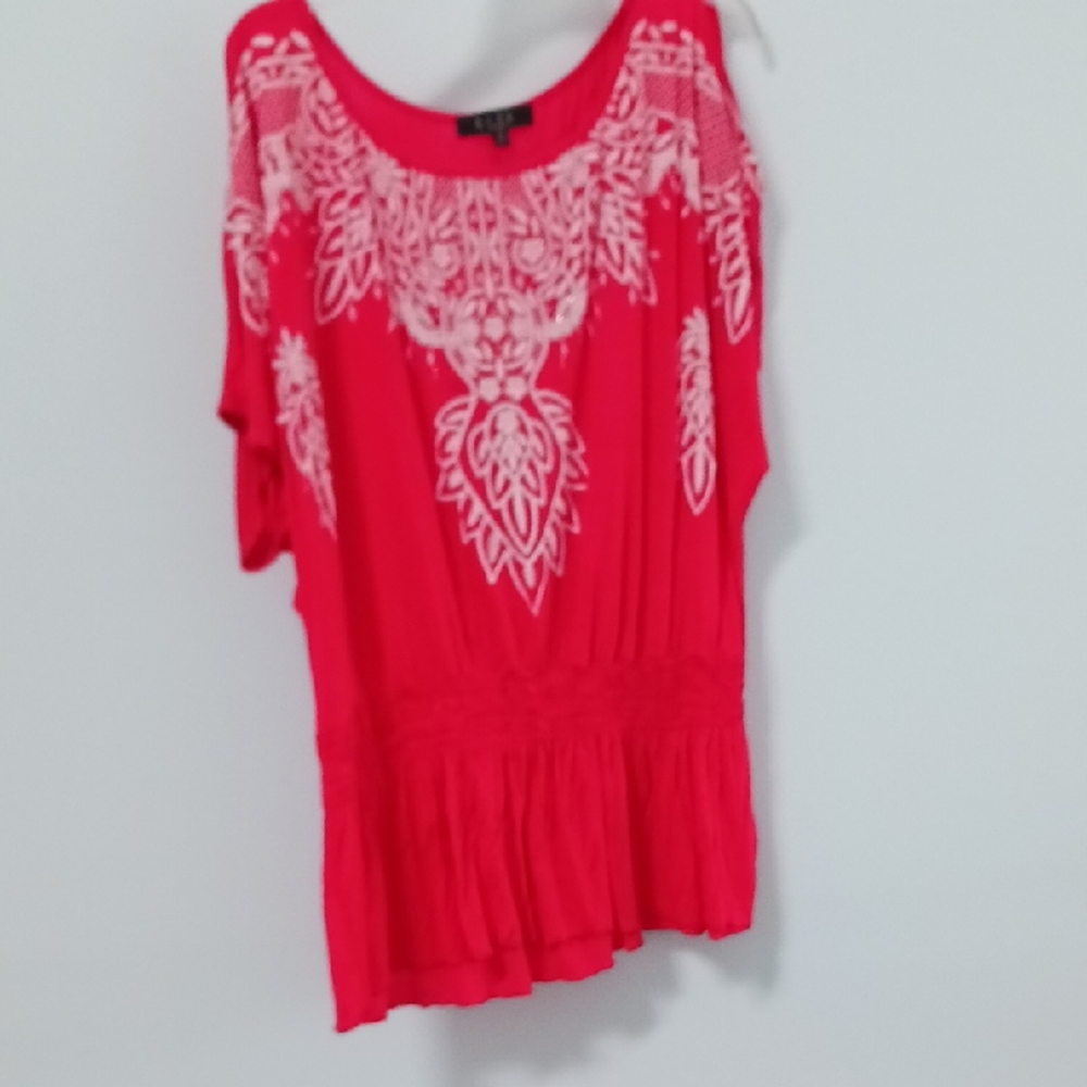 B.L.E.U. Red Relaxed Embellished Blouse